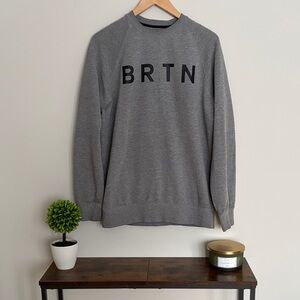 Burton Gray Crewneck Sweatshirt with Black BRTN Logo - Small